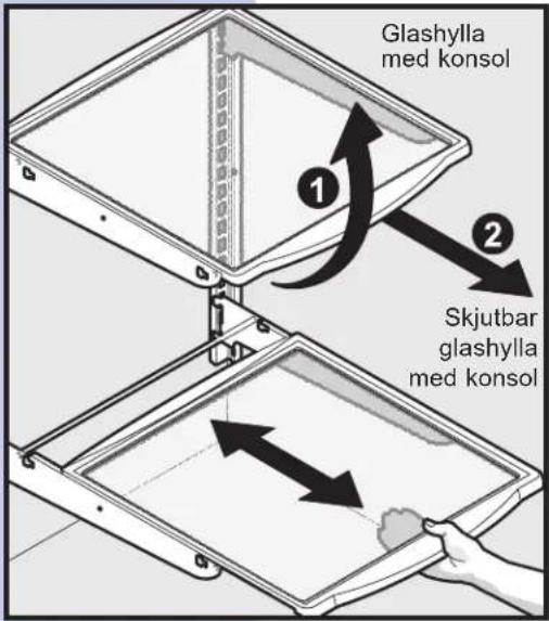 Glashylla med konsol 1 2 Skjutbar glashylla med konsol