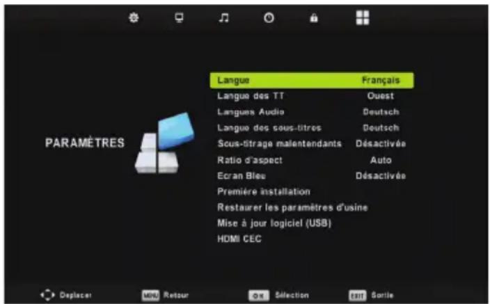 BLAUPUNKT B32A147TCHDP - Menu des paramètres - 1