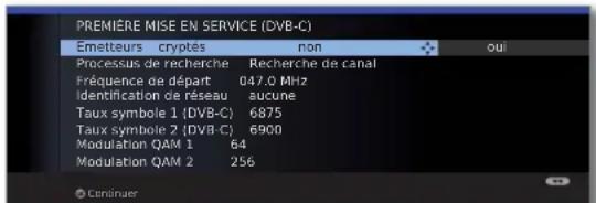 LOEWE Xelos 32 MEDIA - Possibilités de réglages pour la réception dvb-c : - 2