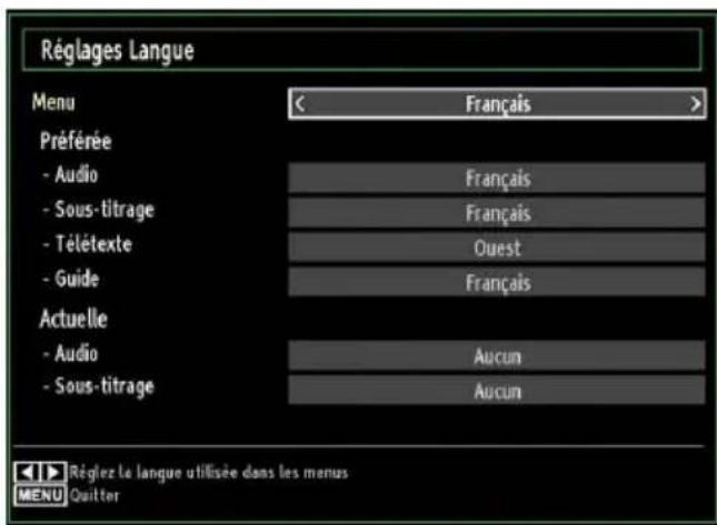 Finlux 32FLHD847 - Configuration des préférences linguistiques - 1