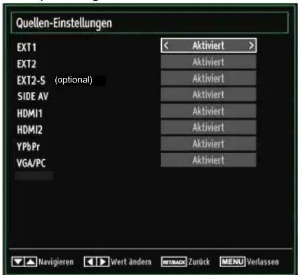 Finlux 32FLHD847 - Konfiguration der Quellen-Einstellungen - 1