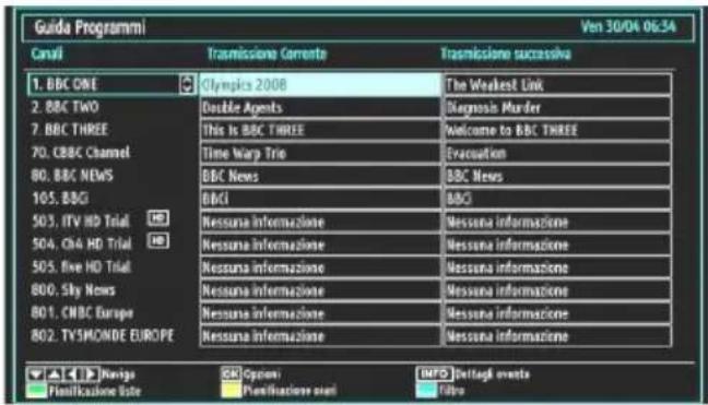 Finlux 32FLHD847 - Visualizzazione della Guida Elettronica dei Programmi (EPG) - 1