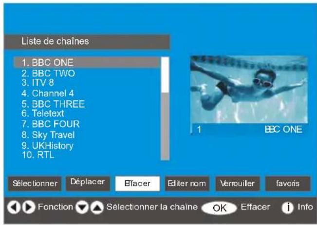 Finlux 26FLD760 - Supprimer des chaînes dans la liste des chaînes - 1