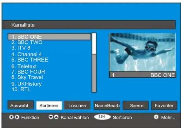 Finlux 26FLD760 - Verschieben von Kanälen in der Kanalliste - 1