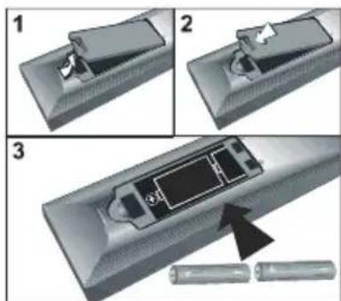 Finlux 26FLD760 - Einlagen der Batterien in die Fernbedienung - 1