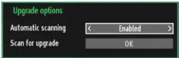 Upgrade options Automatic scanning Scan for upgrade Enabled OK