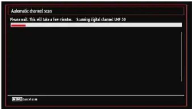 Automatic channel scan Please wait. This will take a few minutes. Scanning digital channel: URF 30 HTML Cancel scan