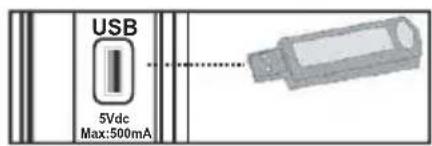 USB 5Vdc Max:500mA