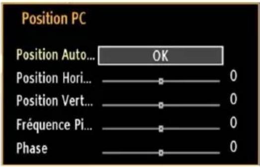 Position PC Position Auto... OK Position Hori... 0 Position Vert... 0 Fréquence Pi... 0 Phase 0