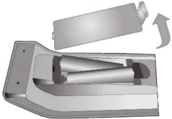 DURABASE DB32LE112 - Einlagen der Batterien in die Fernbedienung - 1