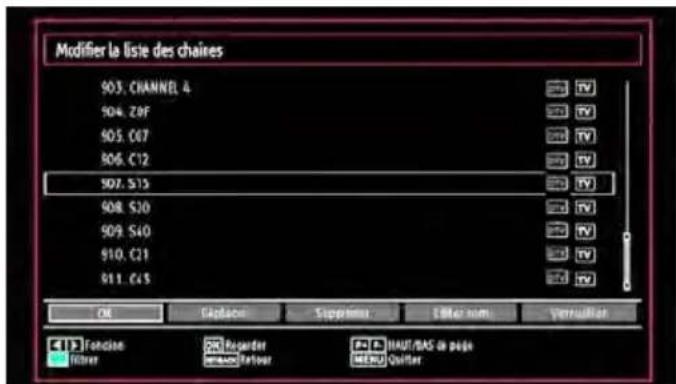 Modifier la liste des chaires S03. CHANNEL 4 S04. Z9F S05. C07 S06. C12 S07. S15 S08. S20 S09. S40 S10. C21 S11. C45 OK Replace Supplement Filter num.Vertification C:\T Function Regarder P.P.IAUST/BAS de page Filter Auto/Transport MEM24 Quilter