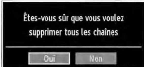Êtes-vous sûr que vous voulez supprimer tous les chaînes Oui Non