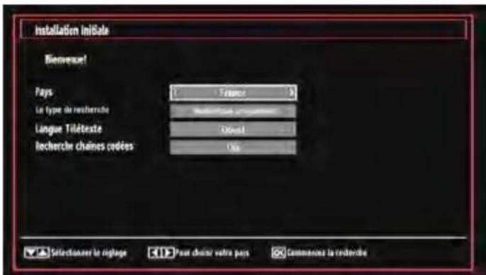 Installation initiale Bienverse! Pays Le type de recherche Langue Téléteste recherche chaînes codées Tranche Direct Aus Selectioner le ristage Pour chais/ votre pays Commentant la recherche
