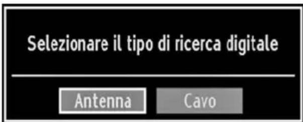 Selezionare il tipo di ricerca digitale Antenna Cavo