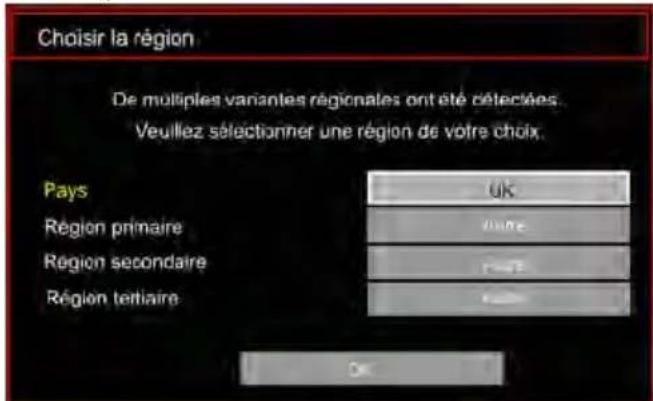 Choisir la région De multiples variantes régionales ont été détectées. Veuillez sélectionner une région de votre choix. Pays Région primaire Région secondaire Région tertiaire UK France France France