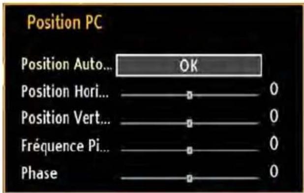 Position PC Position Auto... OK Position Hori... 0 Position Vert... 0 Fréquence Pi... 0 Phase 0