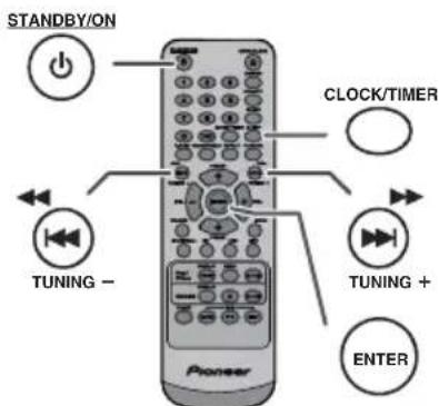 PIONEER XHM20 - Instellen van de klok (Alleen afstandsbediening) - 1