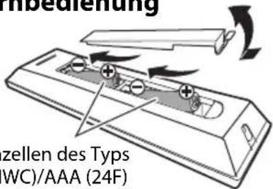 JVC UXJ33 - Einsetzen der Batterien in die Fernbedienung - 1
