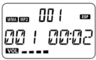 WMA MP3 001 ESP 001 00:02 VOL - - - -