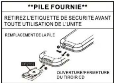 LENCO MCI210 - INSERTION DES PILES DANS LA TELECOMMANDE - 1