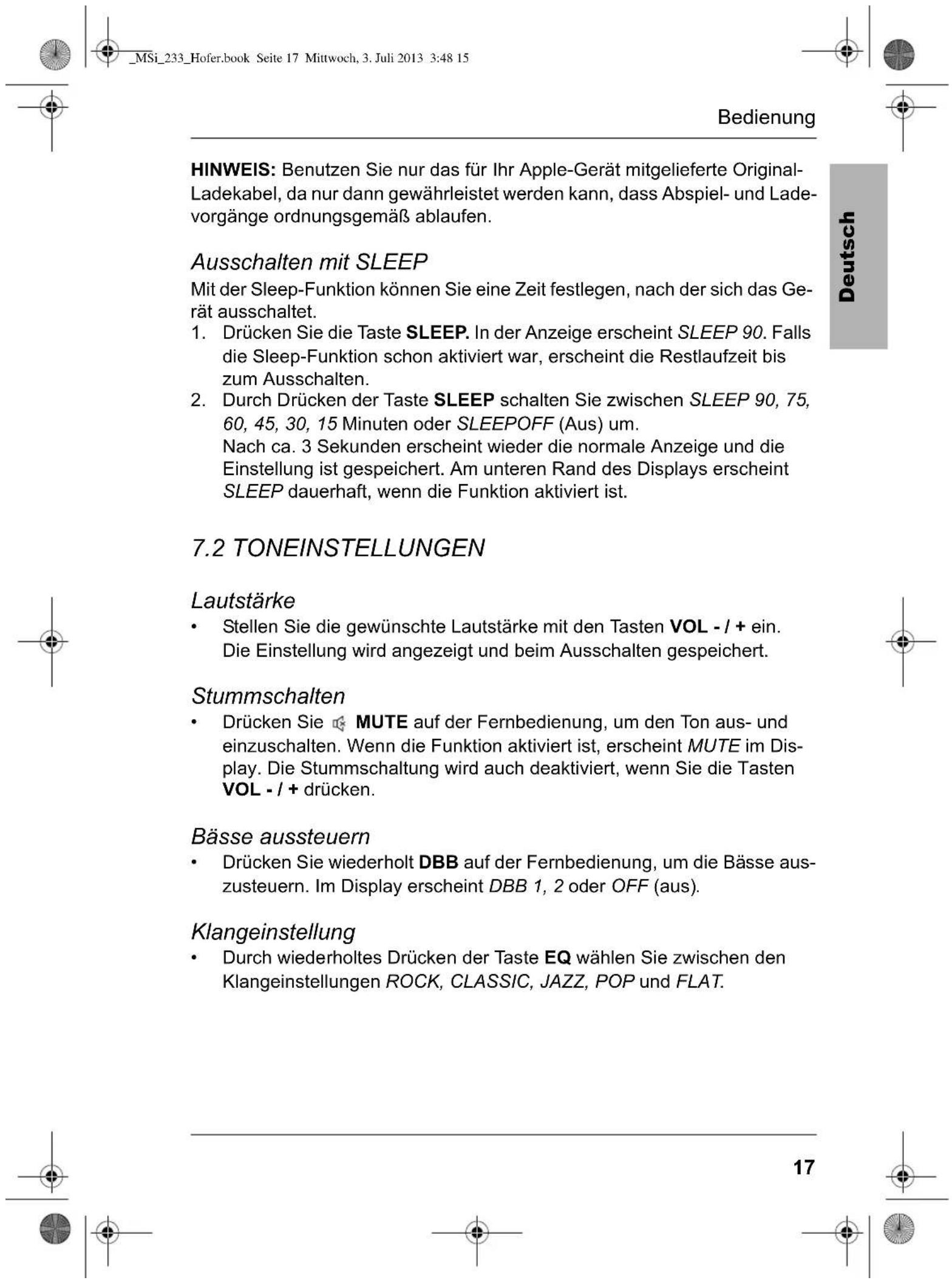 Terris MSi 233 - Betriebsart wahlen - 1