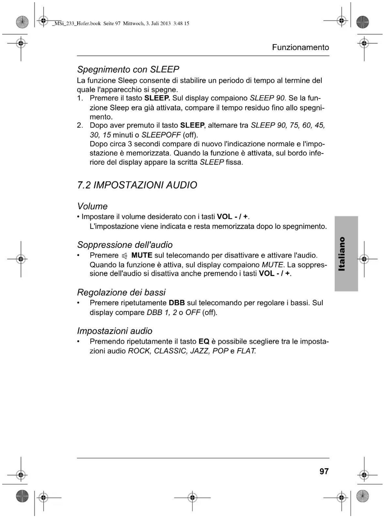 Terris MSi 233 - Selezione della modalità operativa - 1