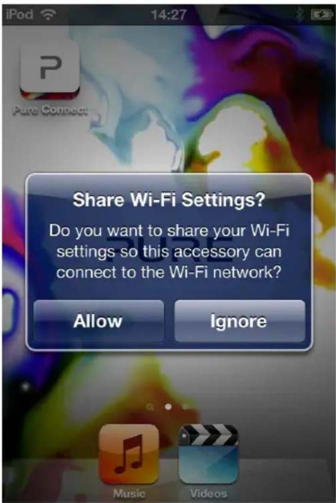 PURE Contour i1 Air - De Contour verbinden met uw draadlozeetwork via Apple Wi-Fi Network Login Sharing - 1