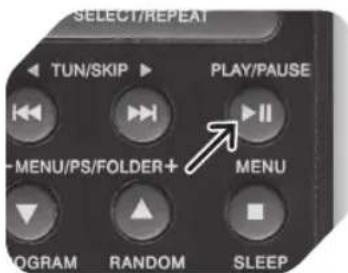 SELECT/REPEAT TUN/Skip ▶ PLAY/PAUSE MENU/PS/FOLDER+ ▶ MENU PROGRAM RANDOM SLEEP