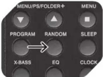 MENU/PS/FOLDER+ PROGRAM RANDOM SLEEP X-BASS EQ CLOCK