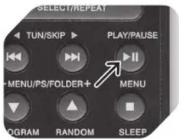 SELECT/REPEAT TUN/SKIP ▶ PLAY/PAUSE MENU/PS/FOLDER+ MENU PROGRAM RANDOM SLEEP