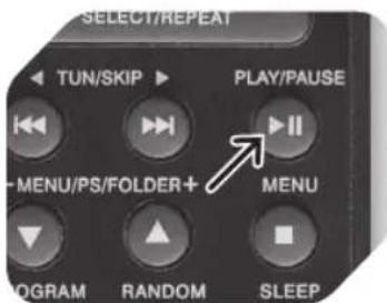 SELECT/REPEAT TUN/SKIP ▶ PLAY/PAUSE -MENU/PS/FOLDER+ MENU PROGRAM RANDOM SLEEP