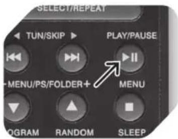 SELECT/REPEAT TUN/SKIP ▶ PLAY/PAUSE MENU/PS/FOLDER+ MENU PROGRAM RANDOM SLEEP