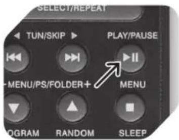 SELECT/REPEAT TUN/SKIP ▶ PLAY/PAUSE MENU/PS/FOLDER+ MENU PROGRAM RANDOM SLEEP