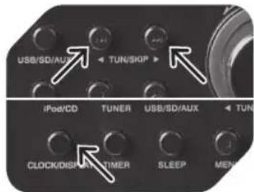 USB/SD/AUX TUN/SKIP iPod/CD TUNER USB/SD/AUX TUN CLOCK/DISP/R-TIMER SLEEP MEN