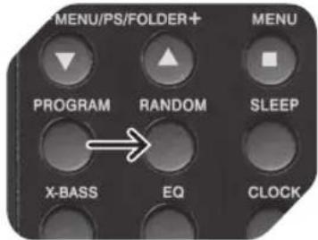 MENU/PS/FOLDER+ PROGRAM RANDOM SLEEP X-BASS EQ CLOCK