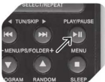 SELECT/REPEAT TUN/SKIP ▶ PLAY/PAUSE ←← → II -MENU/PS/FOLDER+ MENU → ▲ ■ PROGRAM RANDOM SLEEP