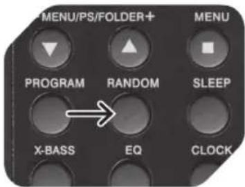 MENU/PS/FOLDER+ PROGRAM RANDOM SLEEP X-BASS EQ CLOCK