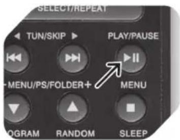 SELECT/REPEAT TUN/SKIP ▶ PLAY/PAUSE MENU/PS/FOLDER+ MENU PROGRAM RANDOM SLEEP