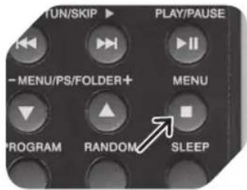 TUN/SKIP ▶ PLAY/PAUSE -MENU/PS/FOLDER+ MENU PROGRAM RANDOM SLEEP
