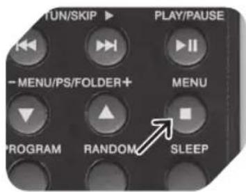 TUN/SKIP ▶ PLAY/PAUSE -MENU/PS/FOLDER+ MENU PROGRAM RANDOM SLEEP