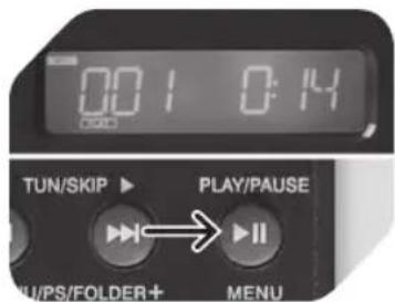 0:01 0:14 TUN/SKIP ▶ PLAY/PAUSE W/PS/FOLDER+ MENU