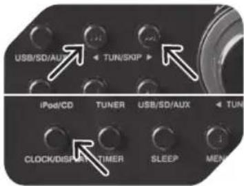 USB/SD/AUX TUN/SKIP iPod/CD TUNER USB/SD/AUX TUN CLOCK/DISP/R TIMER SLEEP MEN