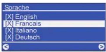 Sprache [X] English [X] Francais [X] Italiano [X] Deutsch
