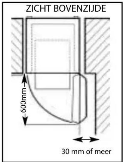 Ariston Thermo MSA41 - Minimum ruimte vereist om de deur te openen - 1