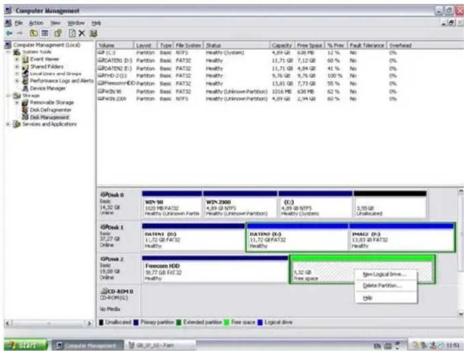 FREECOM Mobile Drive 56152 - Créer deux partitions ou plus sur le Freecom Mobile Hard Drive / Desktop Hard Drive, sous Windows XP / Vista / 7 - 5