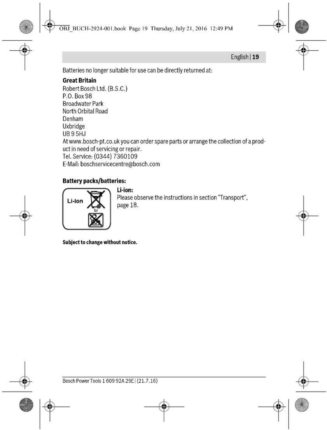 BOSCH GOP 12V28 Professional - Sicherheitshinweise für Akku-Leuchten - 22