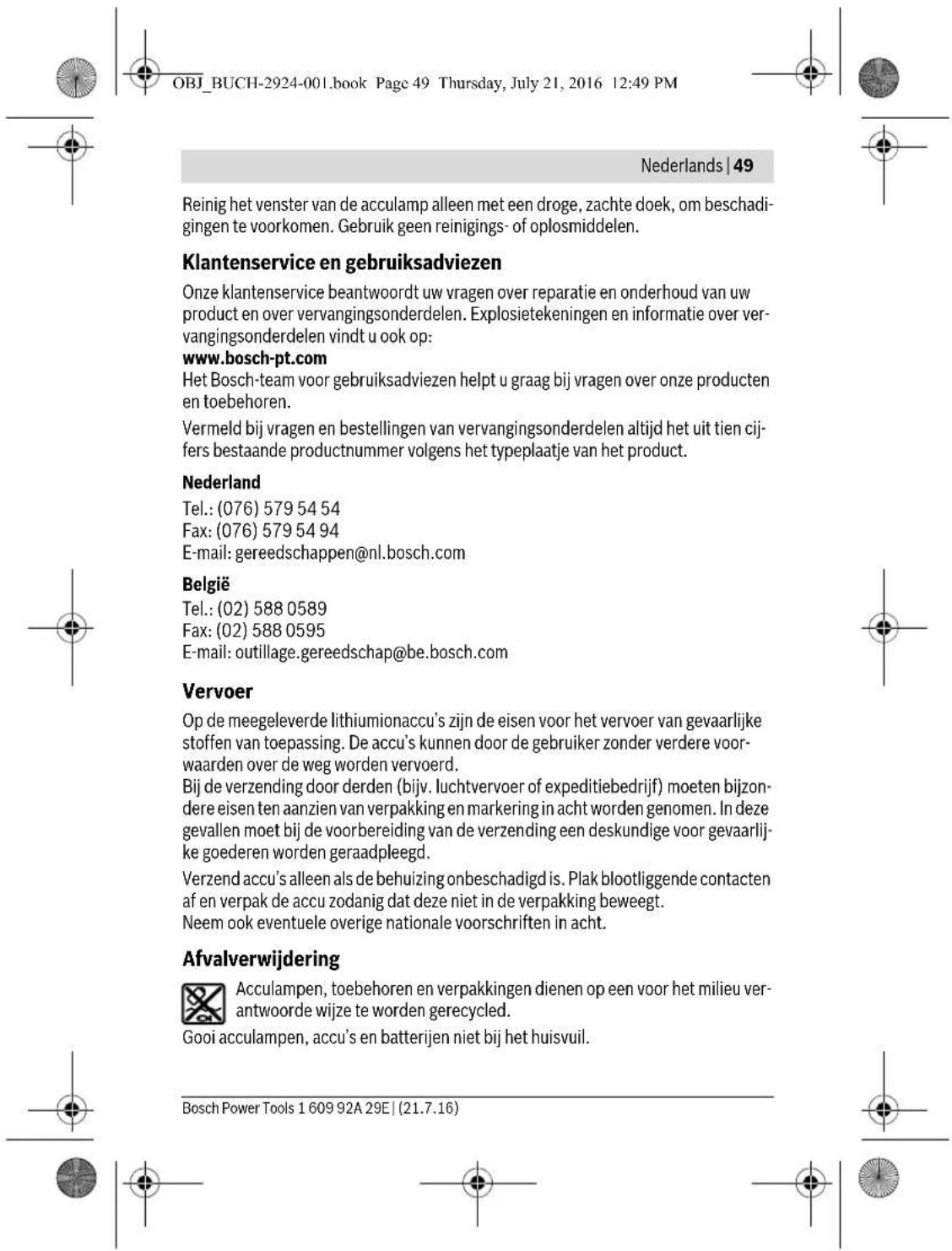BOSCH GOP 12V28 Professional - Indicazioni di sicurezza per lampade a batteria ricaricabile - 16