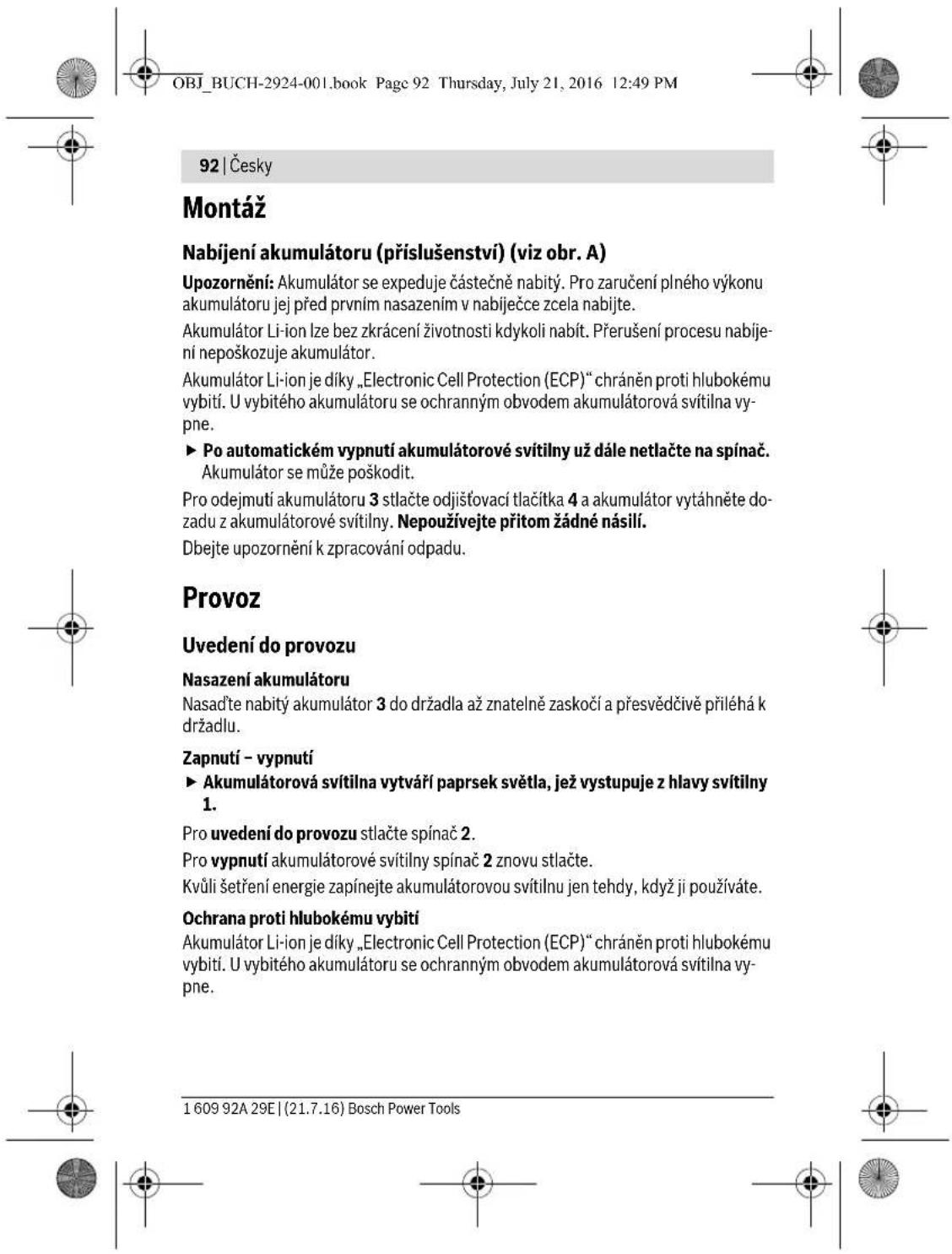 BOSCH GOP 12V28 Professional - Bezpečnostní upozorněné pro akumulátorové svitilny - 11