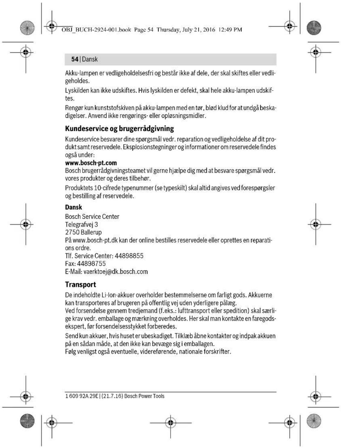 BOSCH GOP 12V28 Professional - Sikkerhedsinstrukser til akku-lamper - 12
