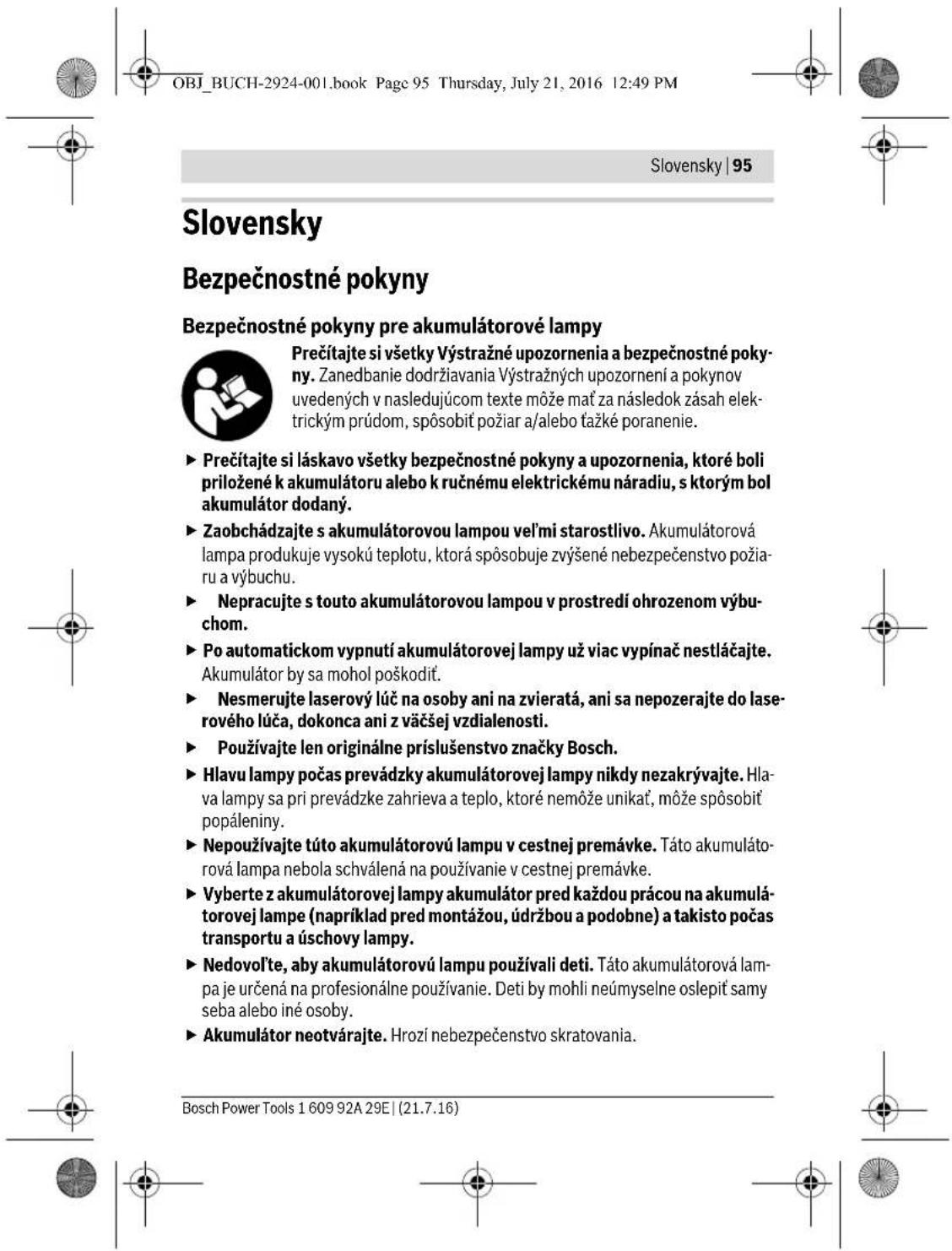 BOSCH GOP 12V28 Professional - Bezpečnostní upozorněné pro akumulátorové svitilny - 14